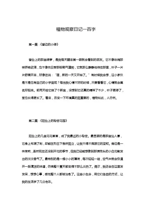 植物观察日记一百字