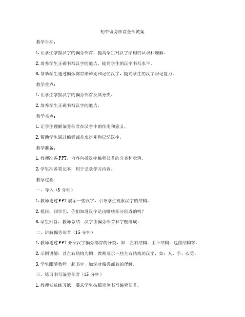 初中偏旁部首全部教案