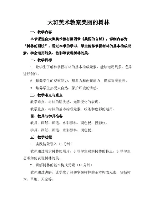 大班美术教案美丽的树林