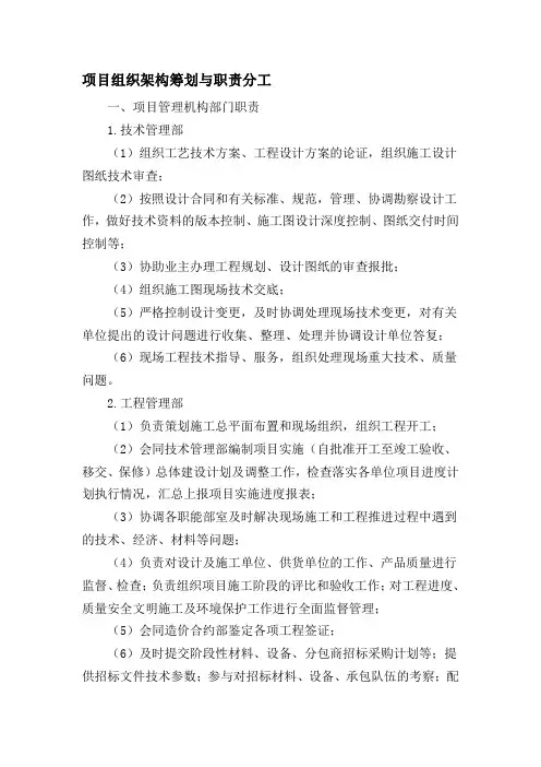 项目组织架构筹划与职责分工