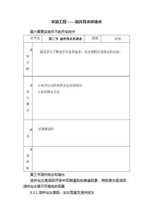 采油工程——油井找水和堵水