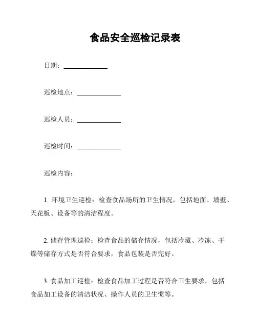 食品安全巡检记录表