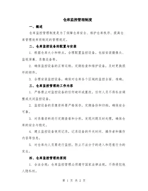 仓库监控管理制度
