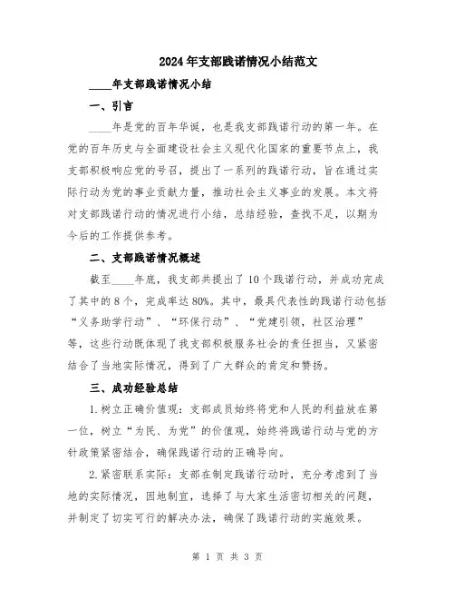 2024年支部践诺情况小结范文