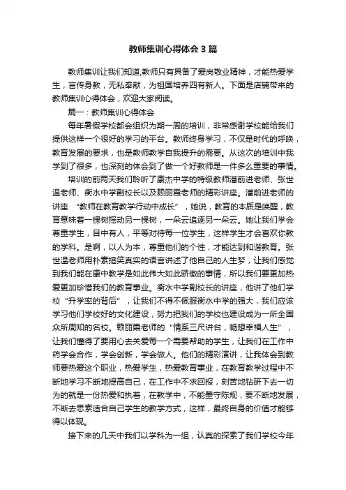 教师集训心得体会3篇