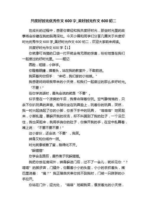 共度好时光优秀作文600字_美好时光作文600初二