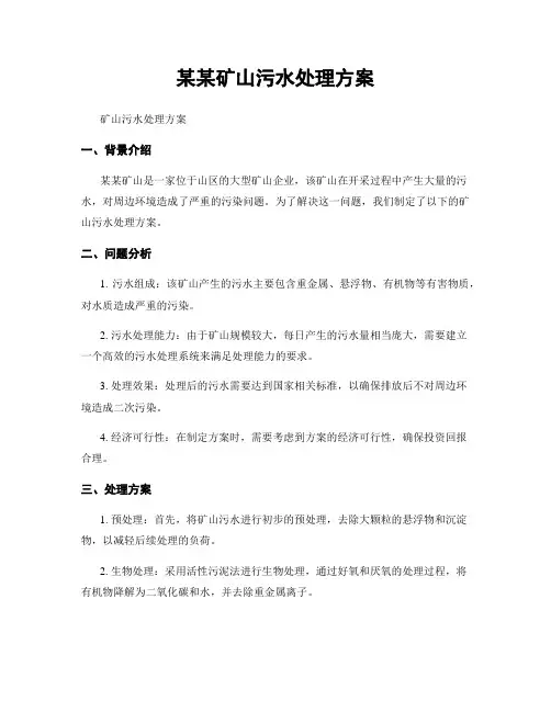 某某矿山污水处理方案