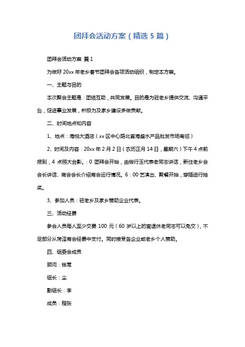 团拜会活动方案(精选5篇)