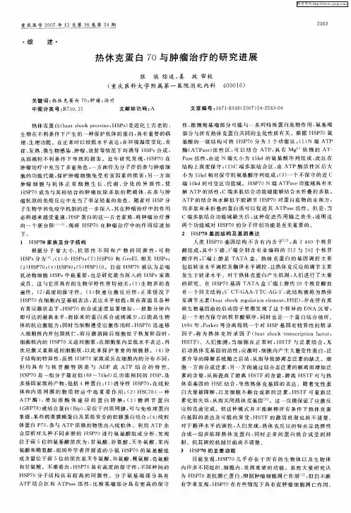 热休克蛋白70与肿瘤治疗的研究进展