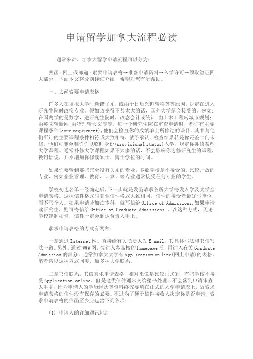 申请留学加拿大流程必读
