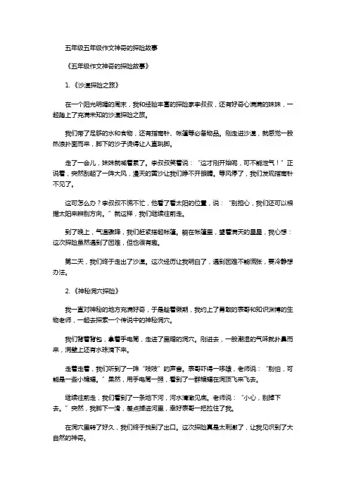 五年级五年级作文神奇的探险故事