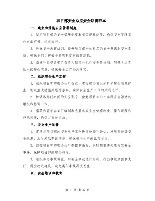 项目部安全总监安全职责范本（2篇）