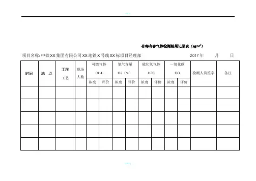 气体检测结果记录表