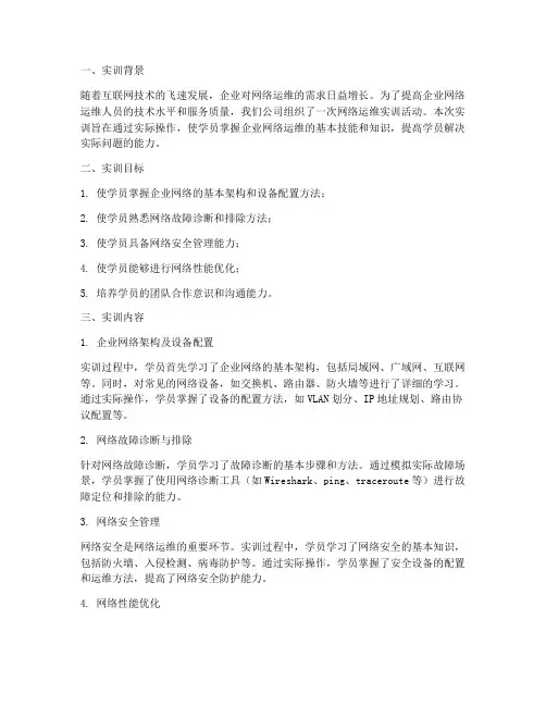 企业网络运维实训报告总结