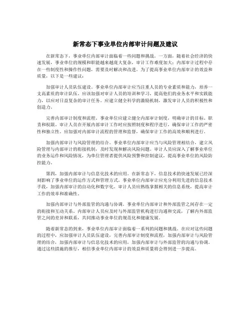 新常态下事业单位内部审计问题及建议