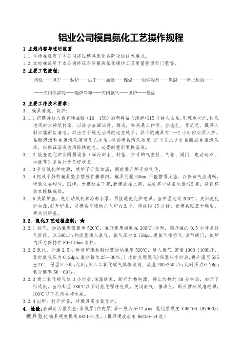 铝业公司模具氮化工艺操作规程
