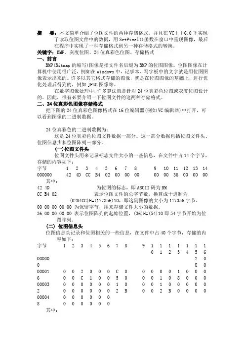 Bmp图像存储格式