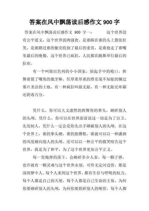答案在风中飘荡读后感作文900字