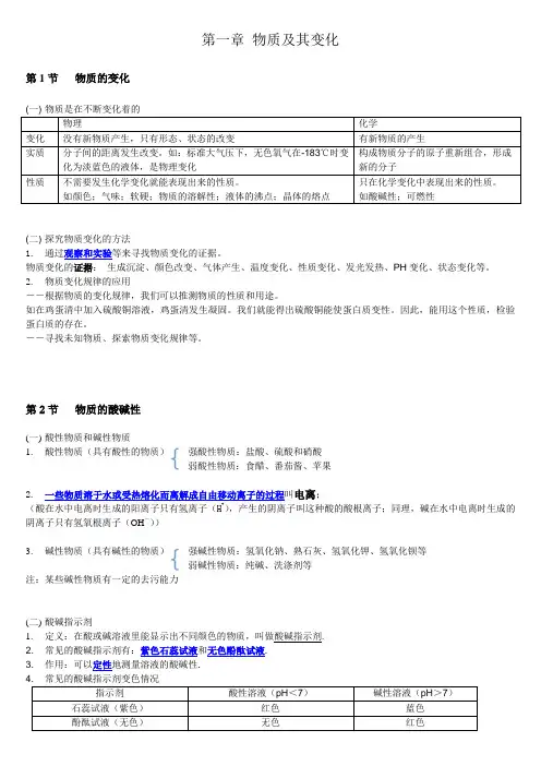 浙教版《科学》九年级上册知识点总结