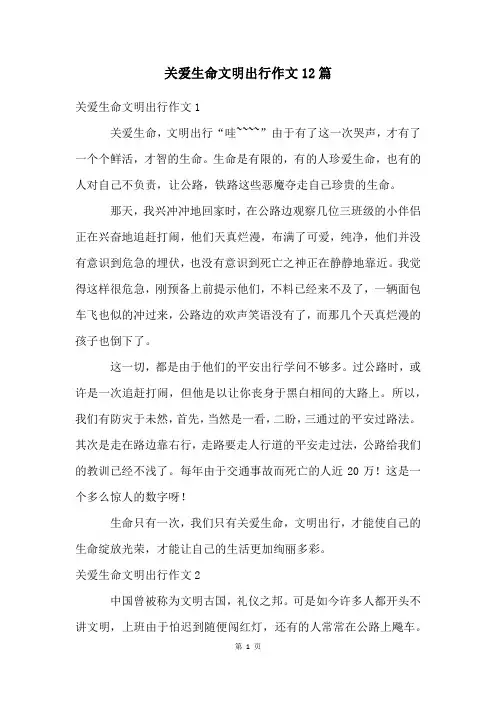 关爱生命文明出行作文12篇