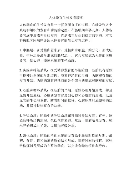 人体器官生长发育顺序