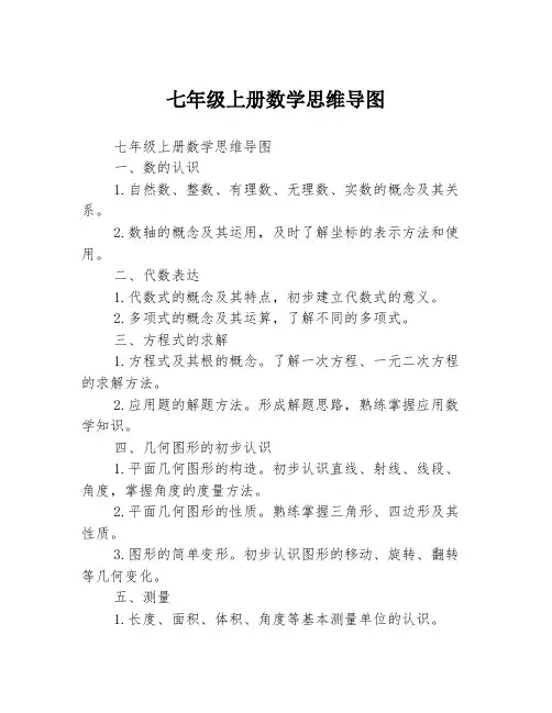 七年级上册数学思维导图
