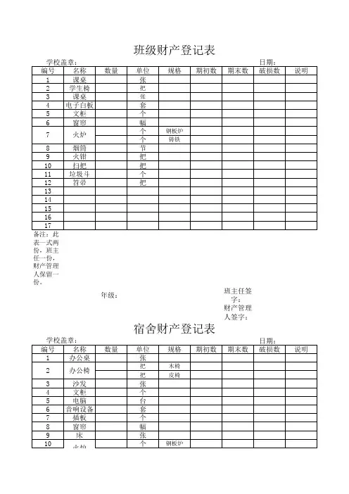 学校财产登记表