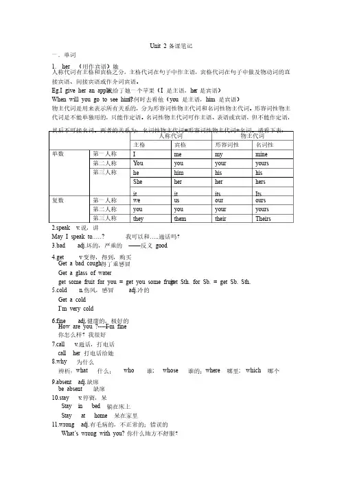 苏教版牛津小学英语5b-Unit2备课笔记