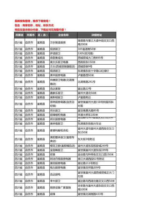 新版四川省自贡市富顺县橱柜企业公司商家户名录单联系方式地址大全154家