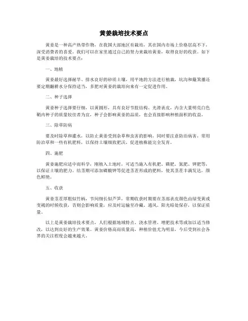 黄姜栽培技术要点