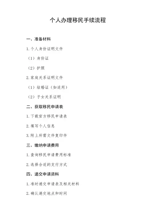 个人办理移民手续流程