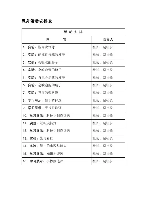 中学物理社团(兴趣小组)活动计划