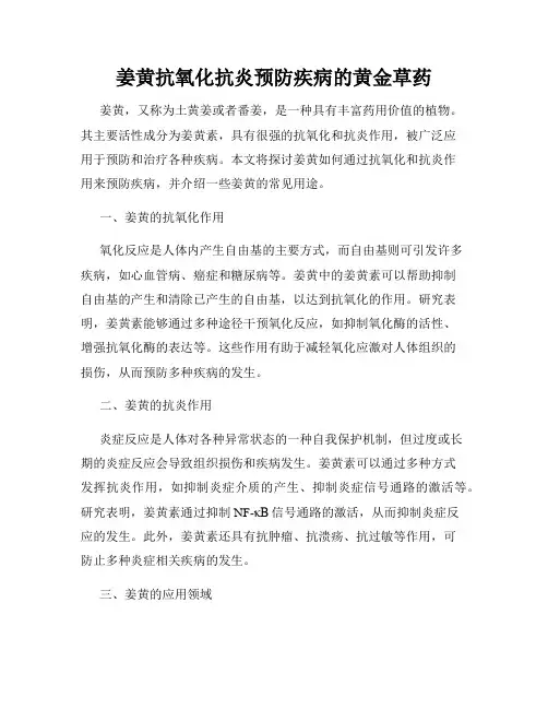 姜黄抗氧化抗炎预防疾病的黄金草药