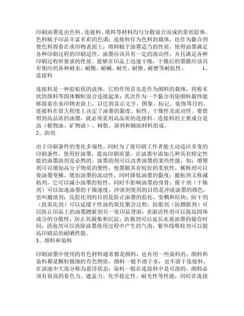 印刷油墨的主要成分
