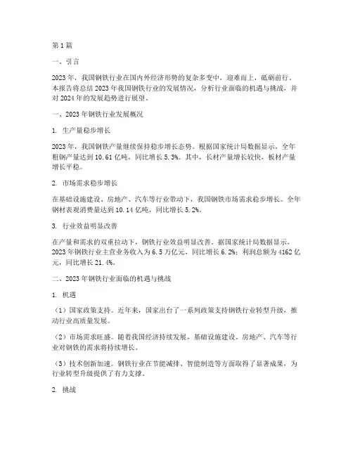 钢铁年度报告总结范文(3篇)