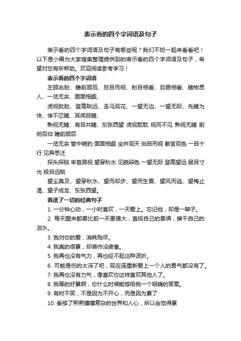 表示看的四个字词语及句子
