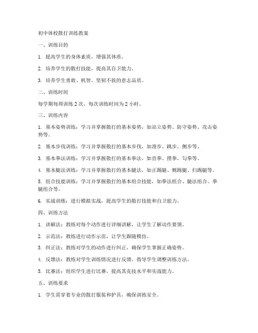 初中体校散打训练教案
