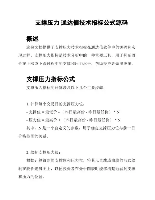 支撑压力 通达信技术指标公式源码