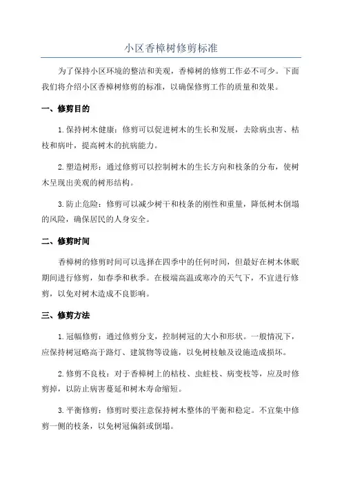 小区香樟树修剪标准