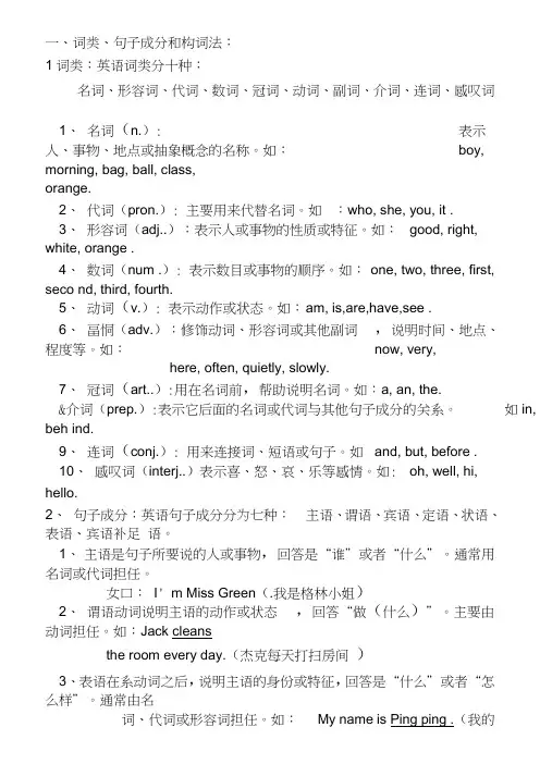 (完整word版)初中英语语法大全txt,推荐文档