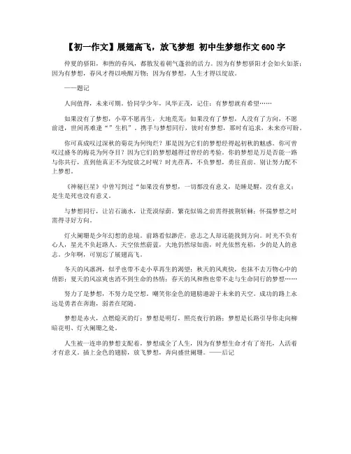 【初一作文】展翅高飞,放飞梦想 初中生梦想作文600字