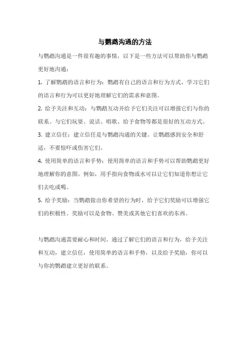 与鹦鹉沟通的方法
