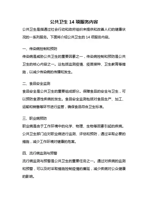 公共卫生14项服务内容