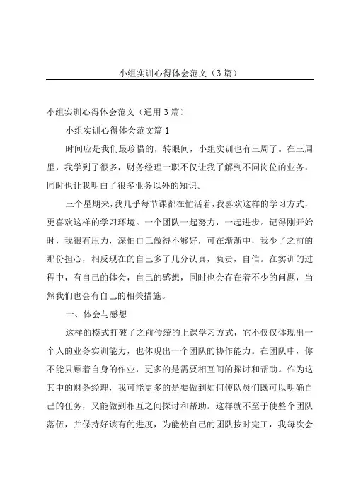 小组实训心得体会范文(3篇)
