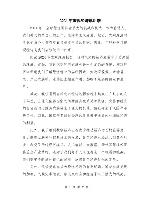 2024年宏观经济读后感