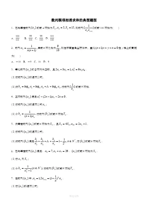 数列经典例题(裂项相消法)60574
