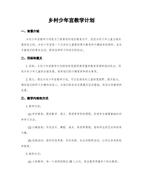 乡村少年宫教学计划
