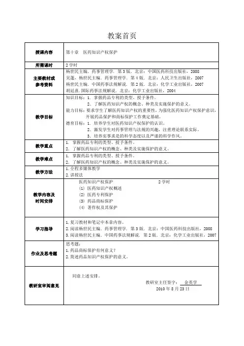 第十章 医药知识产权保护