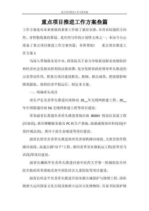 重点项目推进工作方案叁篇