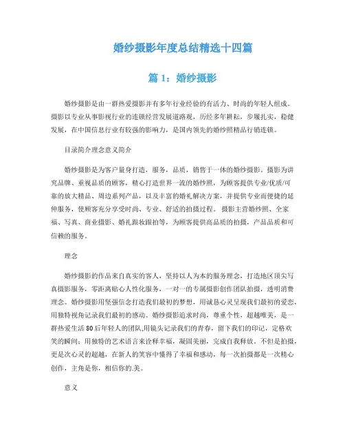 婚纱摄影年度总结精选十四篇